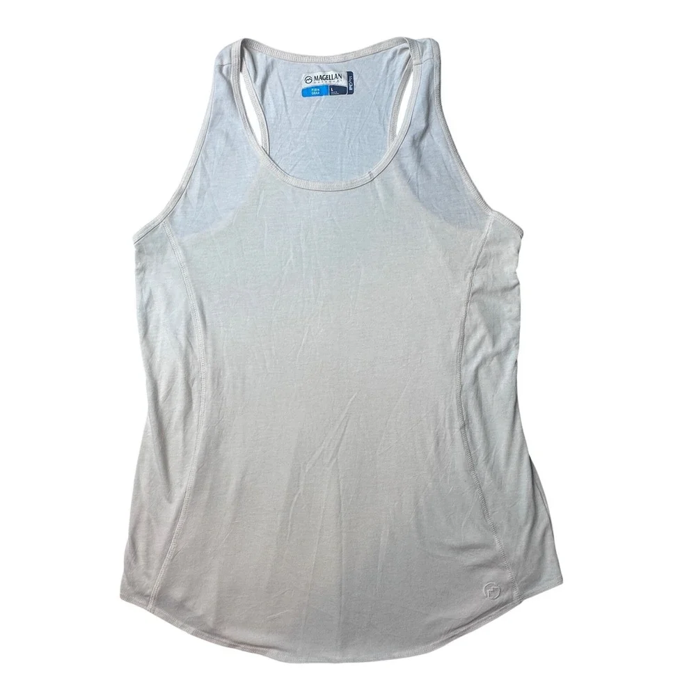 Magellan Tank Top Womens‎ L Cream Fish Gear MagChill Racerback Active 37376
